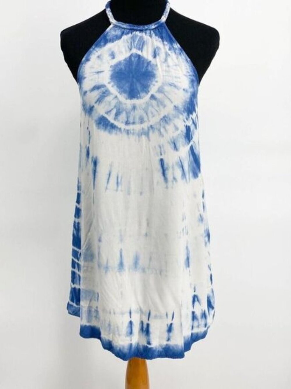 American‎ Eagle Blue White Tie Dye Halter Racerback Sundress Pockets Size XXS